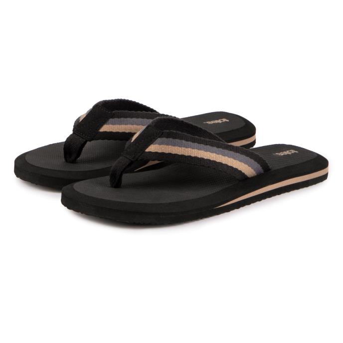 totes Mens Tape Toe Post Sandal Black Extra Image 1